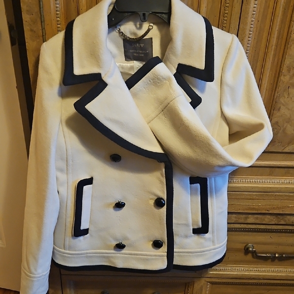 J. Crew Antique White and Black Pea Coat - Picture 8 of 12
